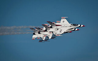 Air Force Thunderbirds flying in formation