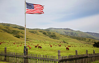 American Flag on Ranch