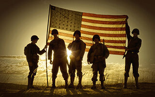 Soldiers and American Flag